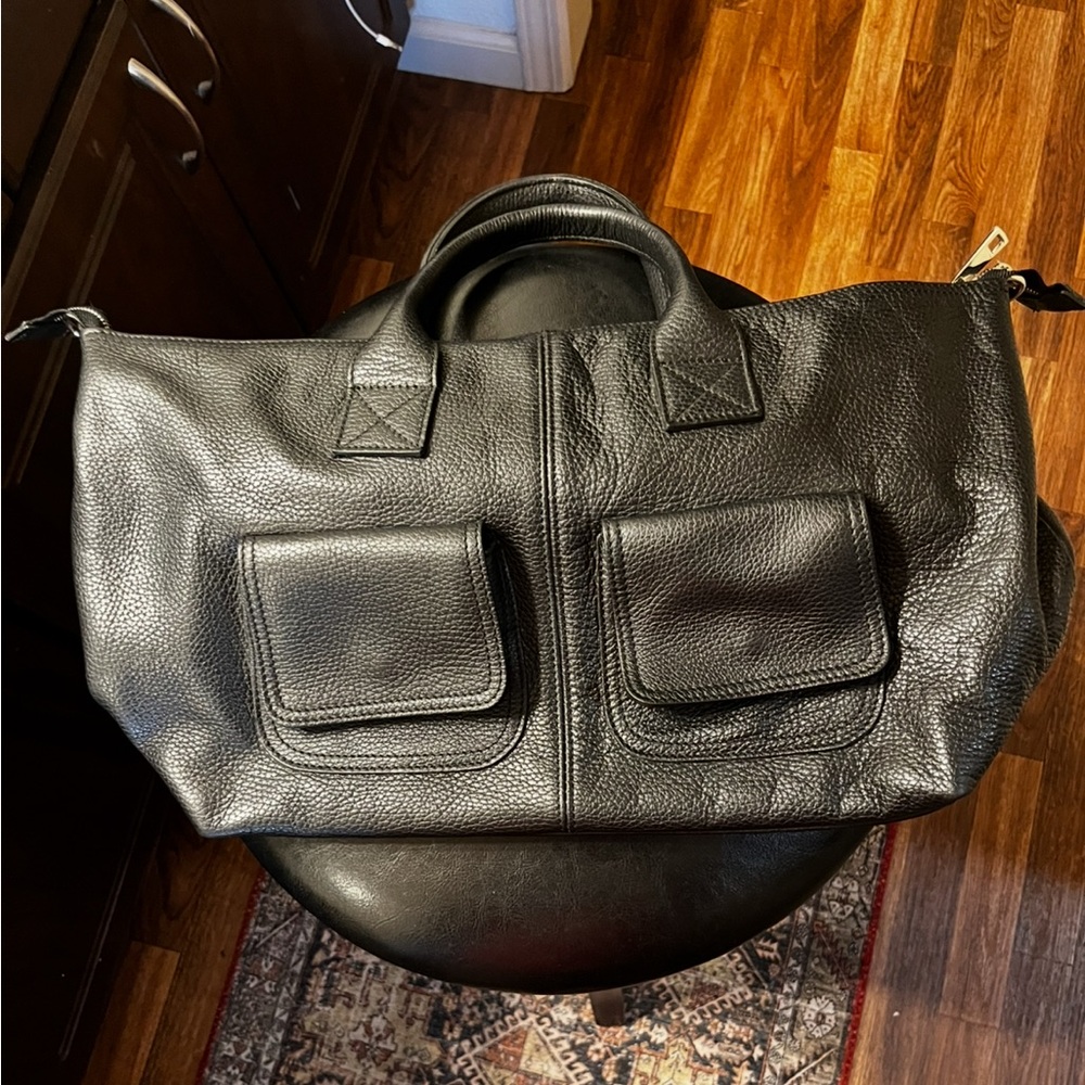 Black Italian leather handbag